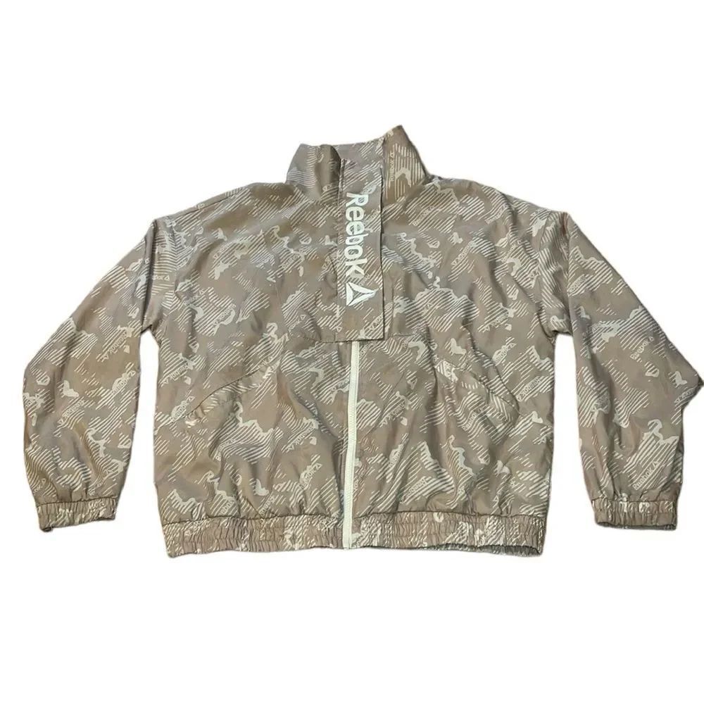 Retro Reebok Windbreaker Jacket, Blush, Cream, Large